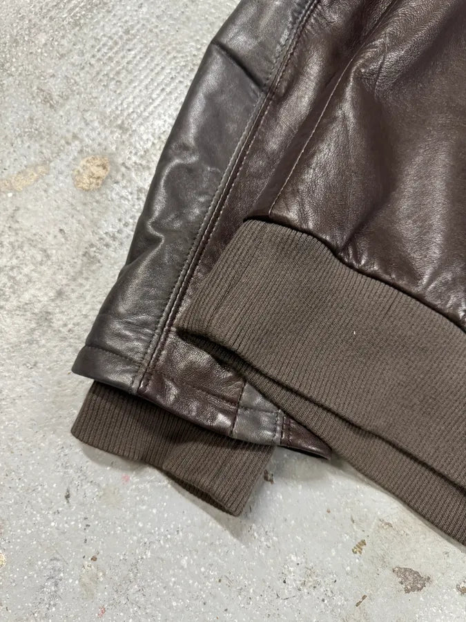 SS2007 Dolce & Gabbana Premia Lines Grey & Brown  Leather Biker Jacket (L) 6