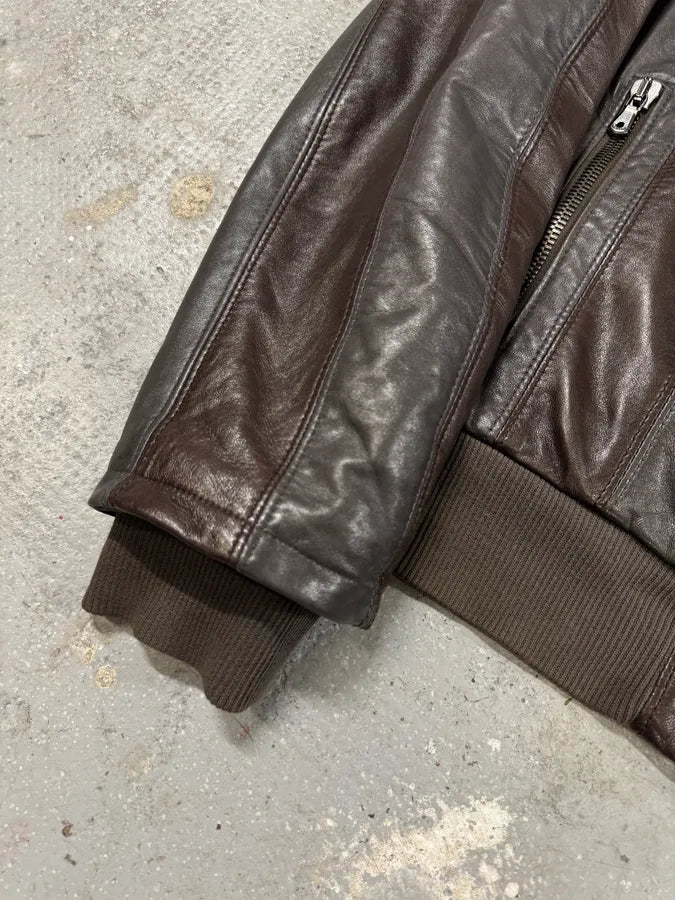 SS2007 Dolce & Gabbana Premia Lines Grey & Brown  Leather Biker Jacket (L) 7