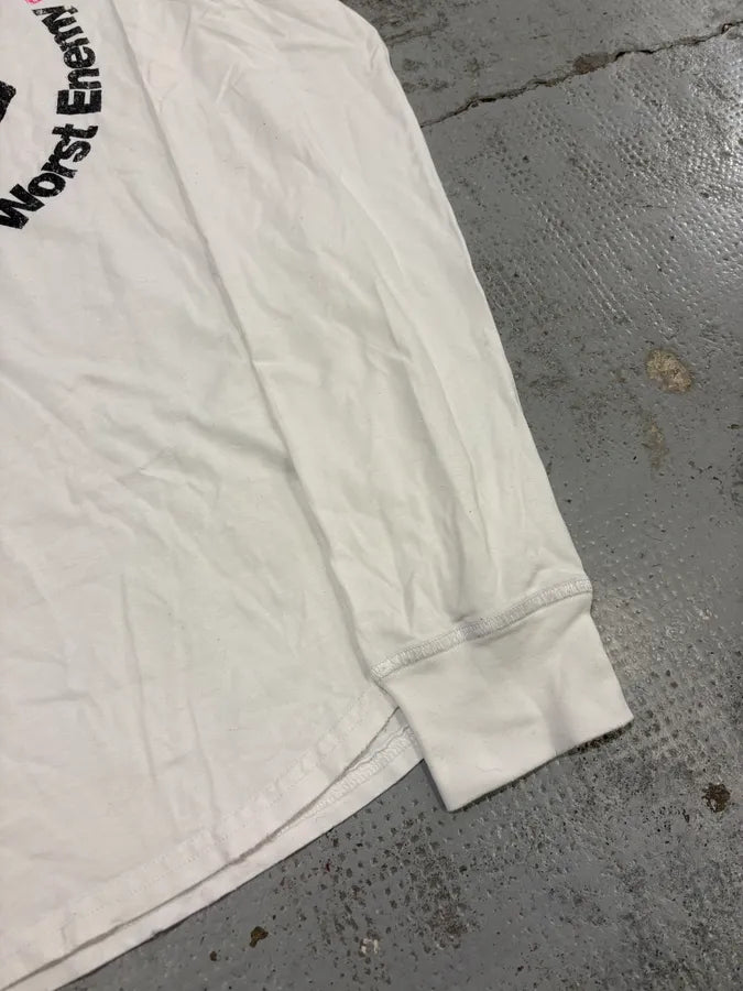 AW2007 Dsquared2 White Dobberman Dog Longsleeves T-Shirt sZdTEtm 7