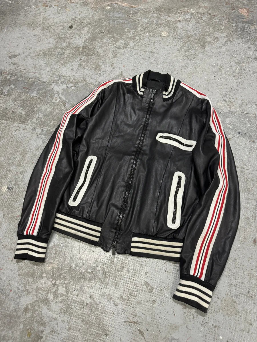 SS2007 Emporio Armani Black Multi Zips Racing Leather Jacket RCPmPOZ 3