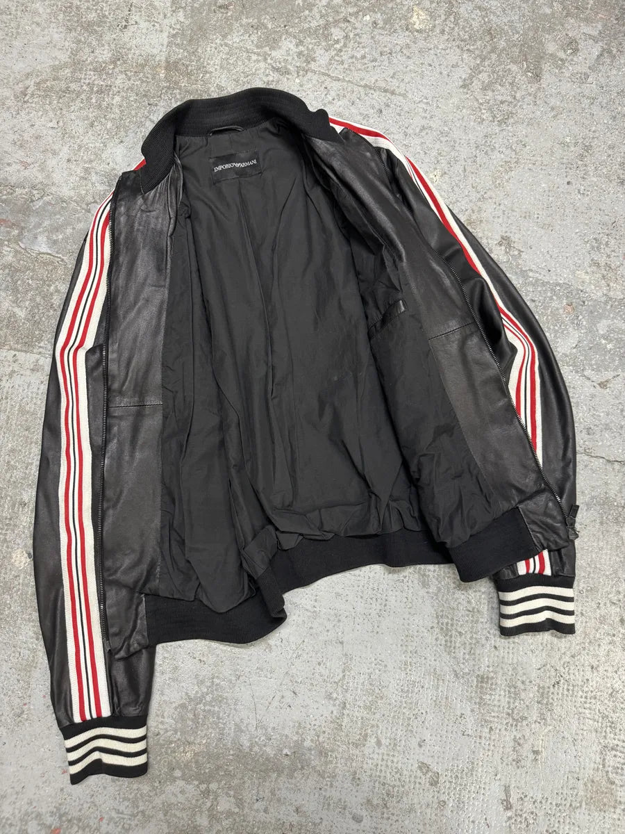 SS2007 Emporio Armani Black Multi Zips Racing Leather Jacket RCPmPOZ 4