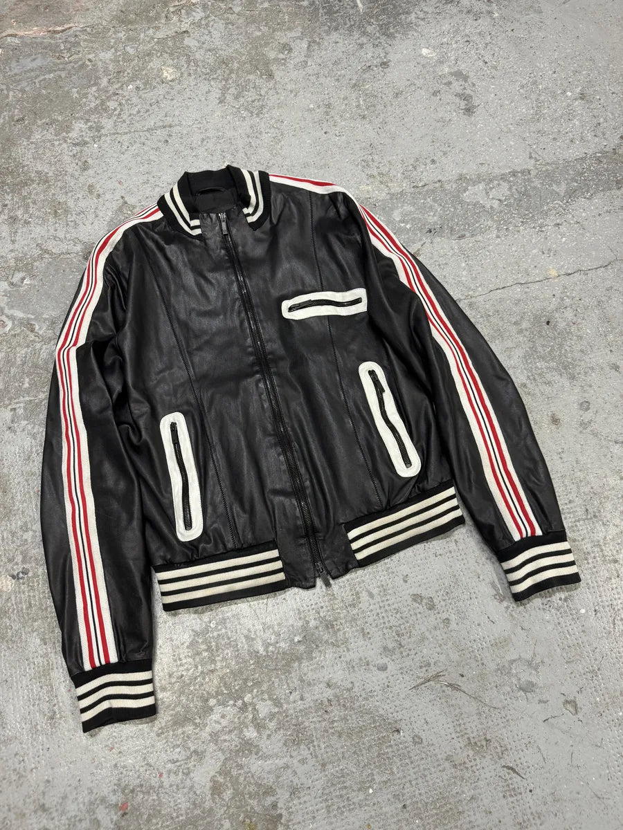 SS2007 Emporio Armani Black Multi Zips Racing Leather Jacket RCPmPOZ 7