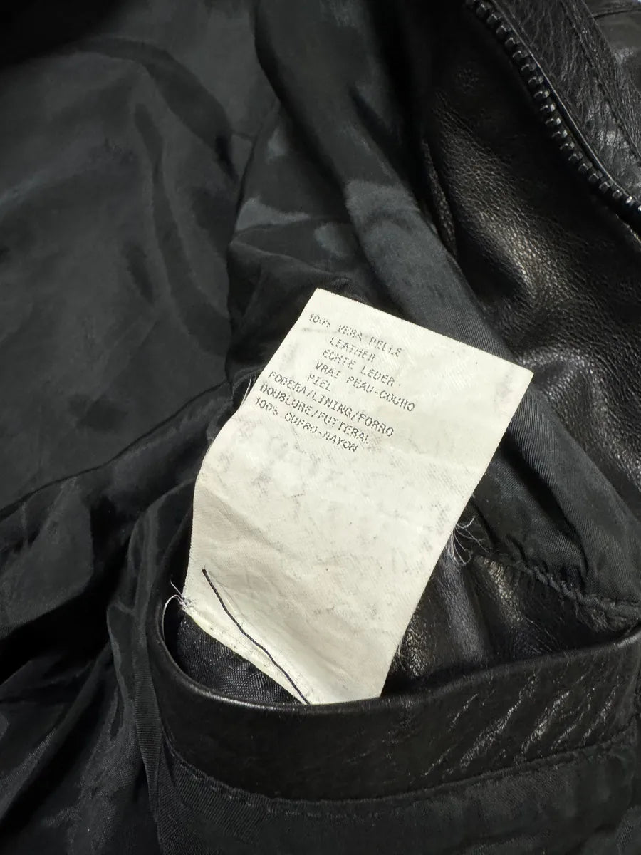 SS2007 Emporio Armani Black Utility Multi Zips Leather Jacket vfaROxL 10