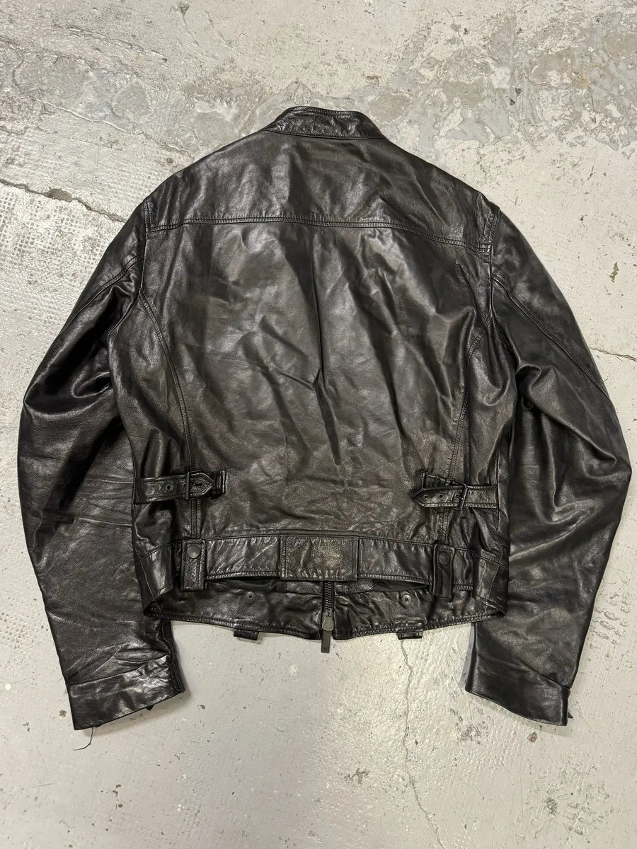 SS2007 Emporio Armani Black Utility Multi Zips Leather Jacket vfaROxL 4