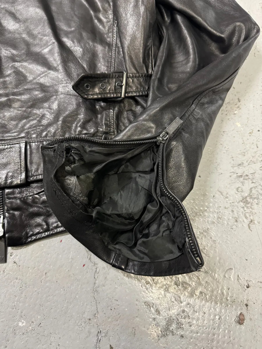 SS2007 Emporio Armani Black Utility Multi Zips Leather Jacket vfaROxL 8