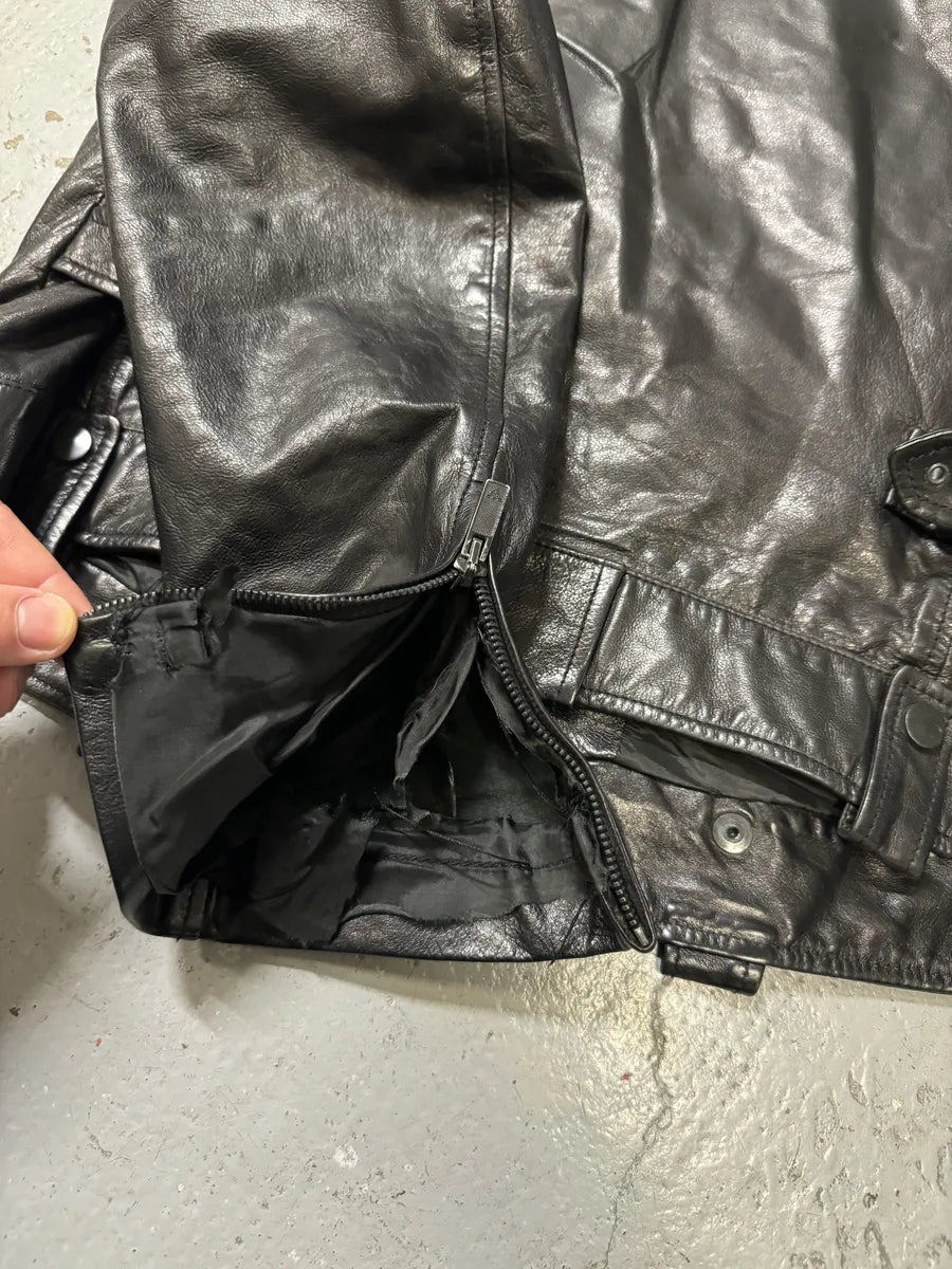 SS2007 Emporio Armani Black Utility Multi Zips Leather Jacket vfaROxL 9