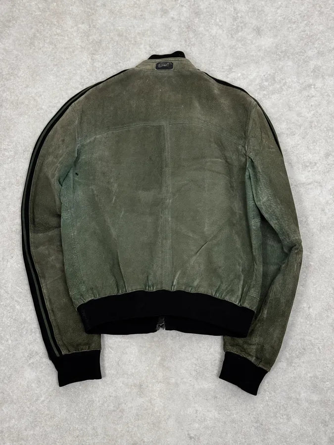 SS2007 Emporio Armani Green & Black Suede Leather Biker Jacket tRSIVTj 3