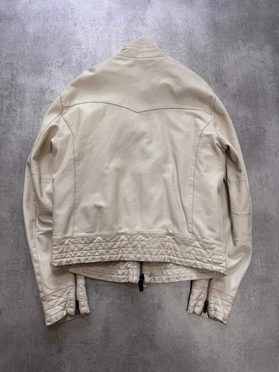 SS2007 Emporio Armani Snow White Leather Jacket jvVFbbz 1