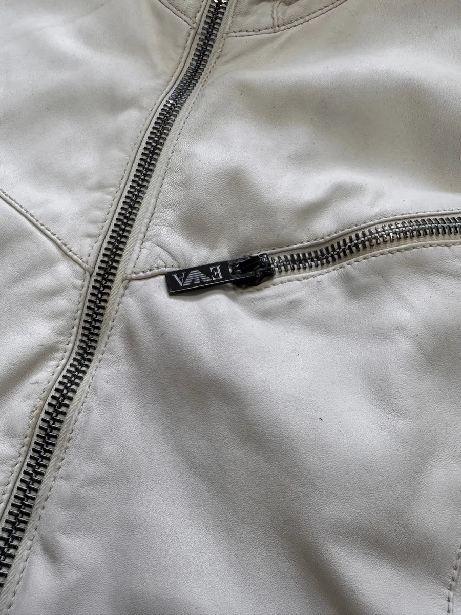 SS2007 Emporio Armani Snow White Leather Jacket jvVFbbz 3