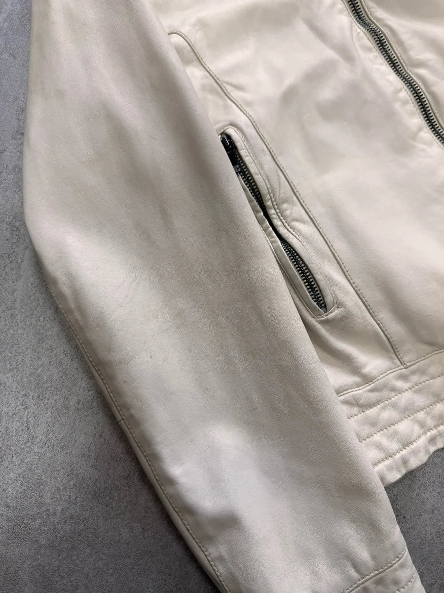 SS2007 Emporio Armani Snow White Leather Jacket jvVFbbz 5
