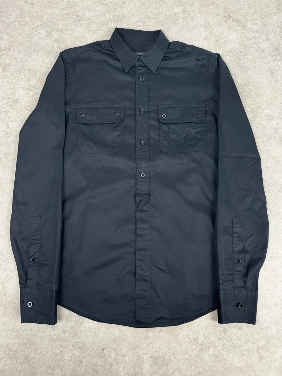 SS2007 Gucci Black Knight Embroidered Shirt by Frida Giannini WNOvTLU 0