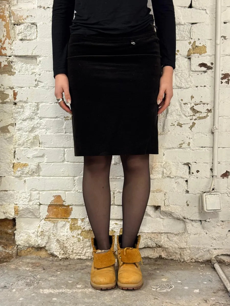 SS2007 Gucci Black Classy Velvet Skirt QiTCeWh 0