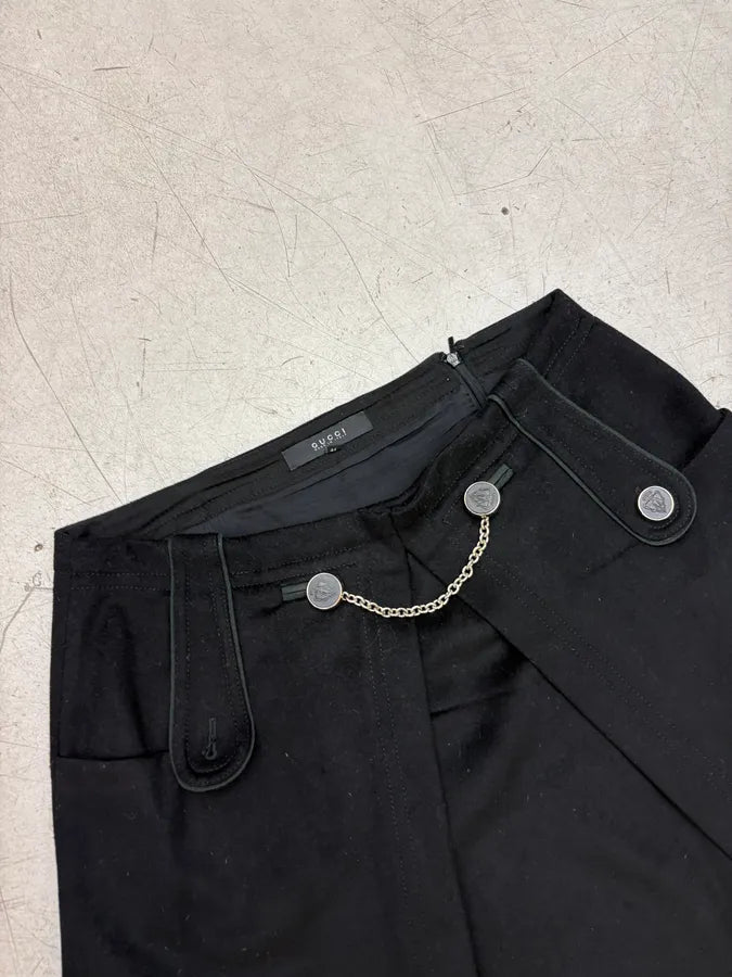 SS2007 Gucci Black Wool Chain Detail Skirt by Frida Giannini mMKFsLd 5