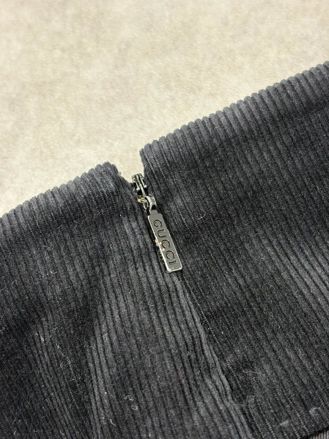 SS2007 Gucci Black Wool Contrast Stripe Skirt by Frida Giannini OLtpxNE 7