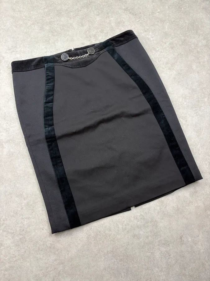 SS2007 Gucci Black Wool Contrast Stripe Skirt by Frida Giannini OLtpxNE 4