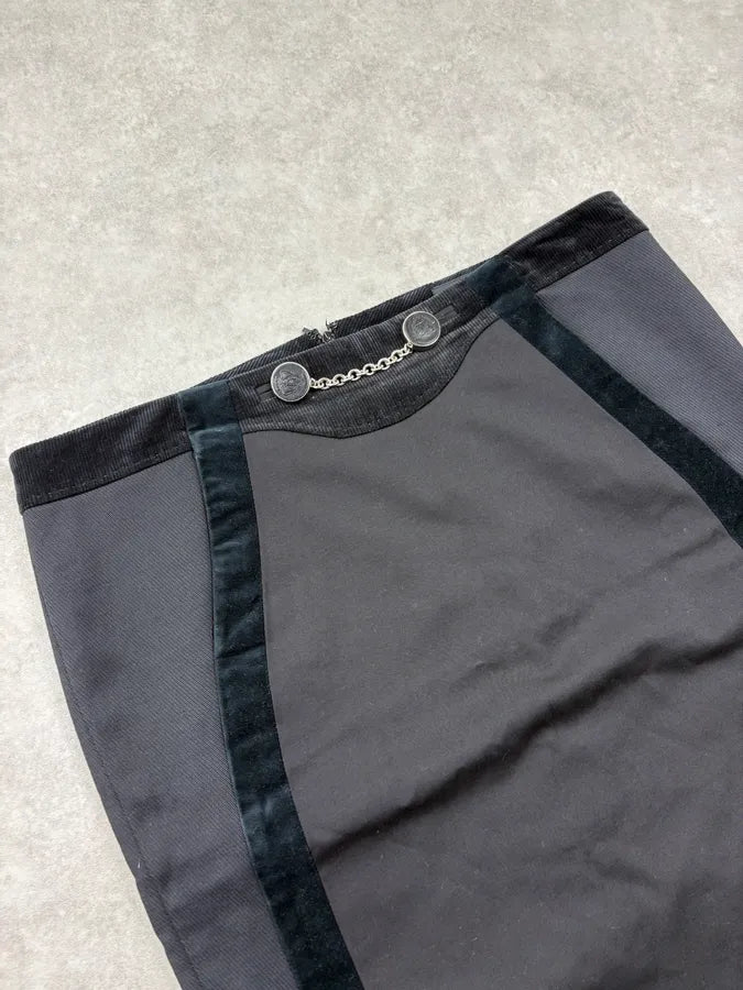 SS2007 Gucci Black Wool Contrast Stripe Skirt by Frida Giannini OLtpxNE 5
