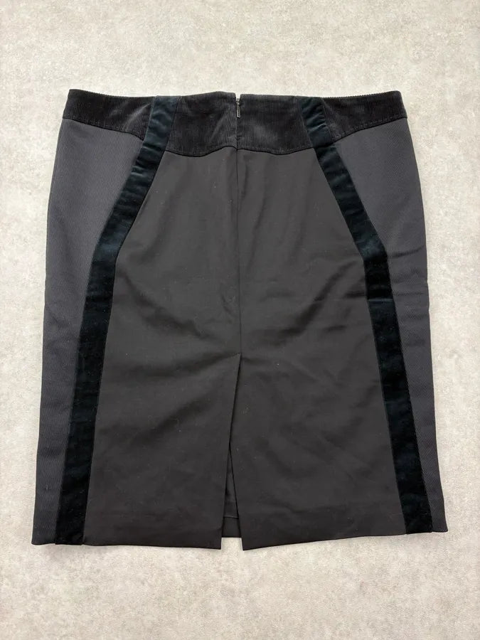 SS2007 Gucci Black Wool Contrast Stripe Skirt by Frida Giannini OLtpxNE 6