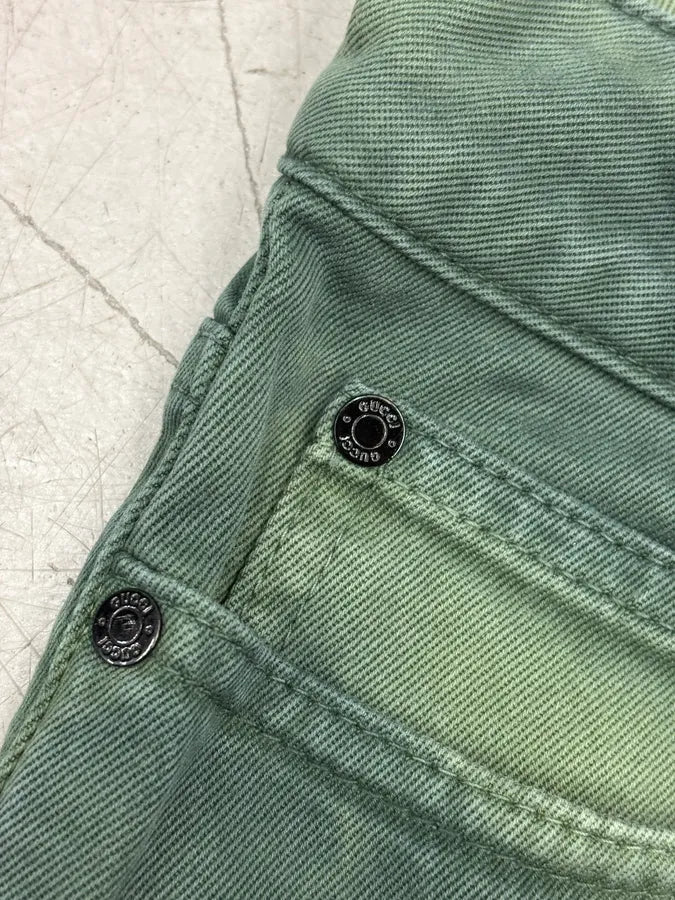 SS2007 Gucci Dark Green Distressed Denim Shorts by Frida Giannini FxbbkUB 8
