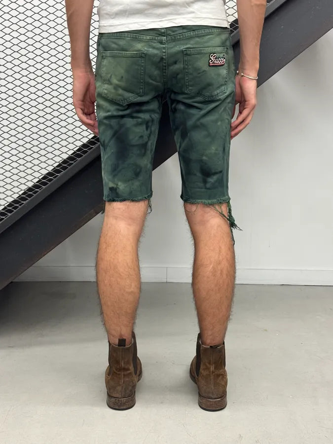 SS2007 Gucci Dark Green Distressed Denim Shorts by Frida Giannini FxbbkUB 3