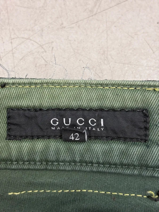 SS2007 Gucci Dark Green Distressed Denim Shorts by Frida Giannini FxbbkUB 12