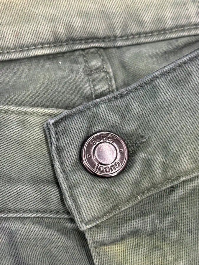 SS2007 Gucci Dark Green Distressed Denim Shorts by Frida Giannini FxbbkUB 9