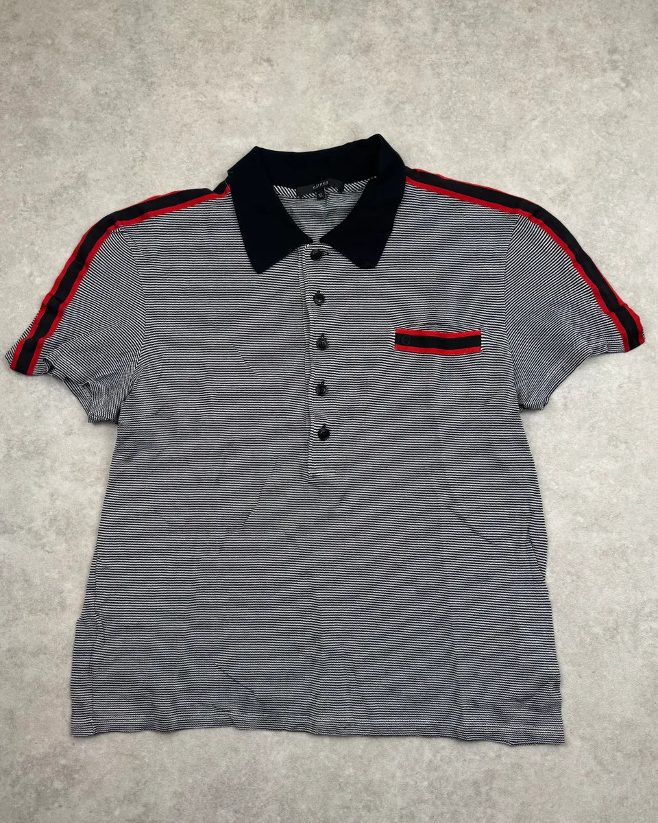 SS2007 Gucci Grey Striped Contrast Polo by Frida Giannini LrEvXwI 2
