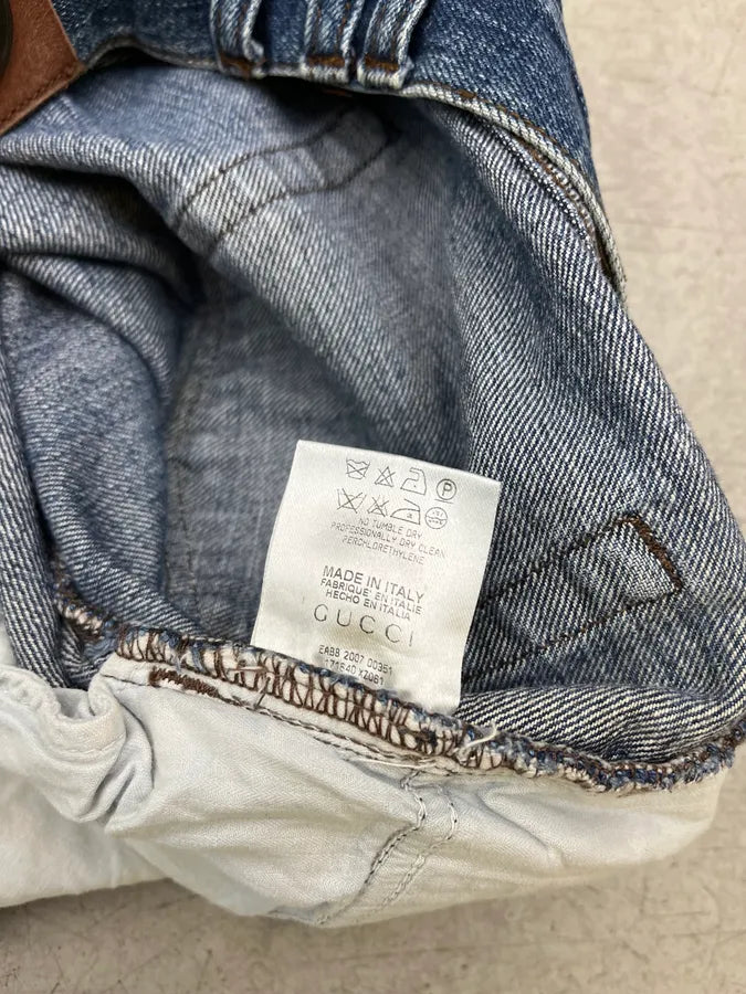 SS2007 Gucci Straight Logo Patch Blue Denim Jeans IHmxztk 13