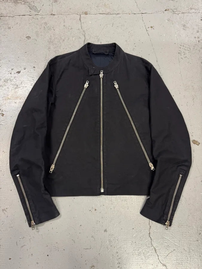 SS2007 Maison Margiela 5-Zip Biker Black Cotton Jacket VNaeqMt 0
