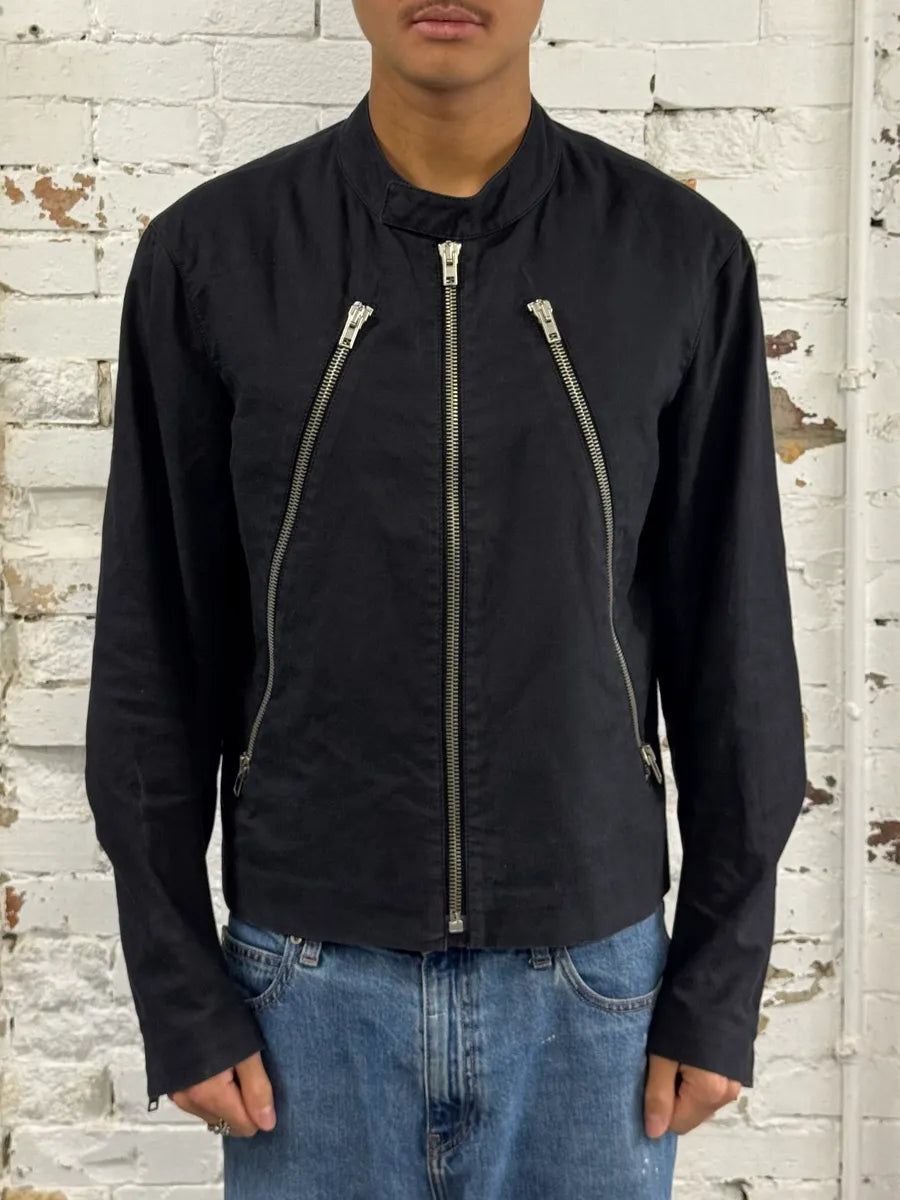 SS2007 Maison Margiela 5-Zip Biker Black Cotton Jacket VNaeqMt 1