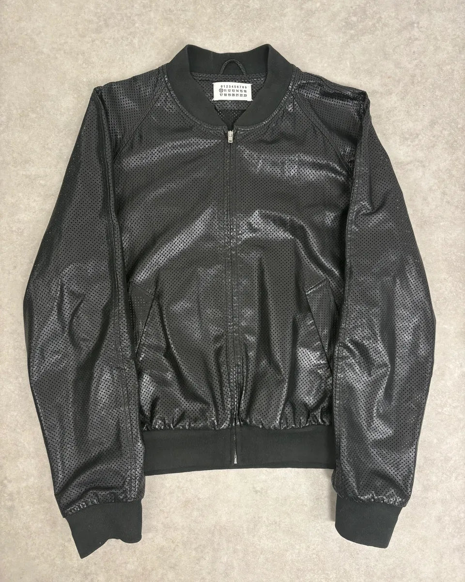 SS2007 Maison Martin Margiela Black Perforated Leather Jacket tJmgjvG 0