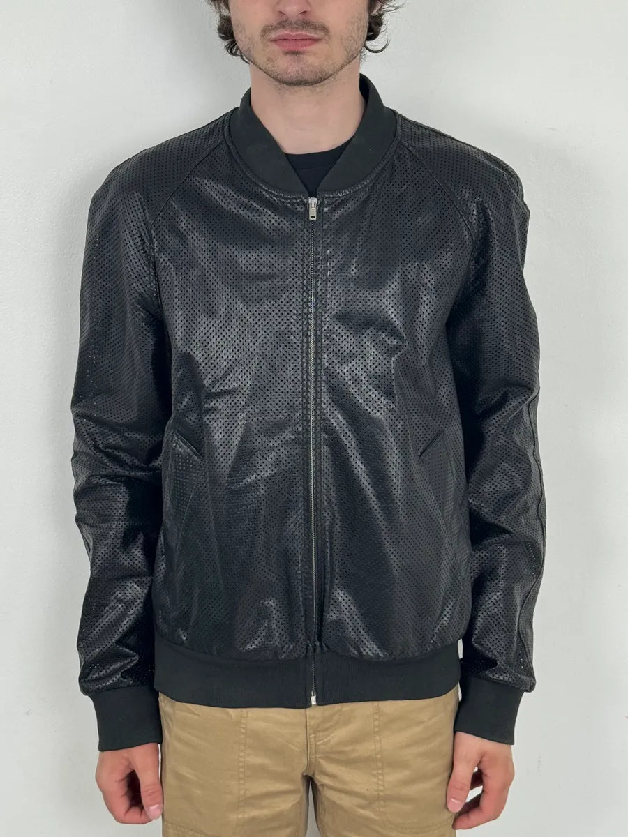 SS2007 Maison Martin Margiela Black Perforated Leather Jacket tJmgjvG 1
