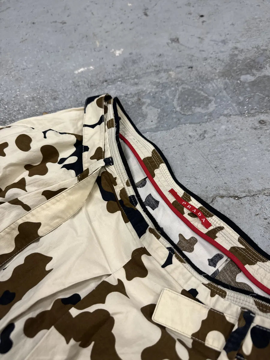 SS2007 Prada Beige Camo Belted Skirt eTmekPw 2