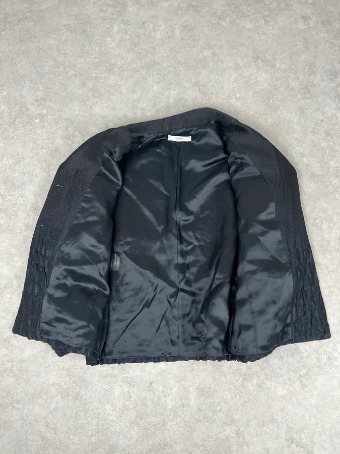 FW2007 Prada Black Plissed Blazer Jacket hmvLNzi 8