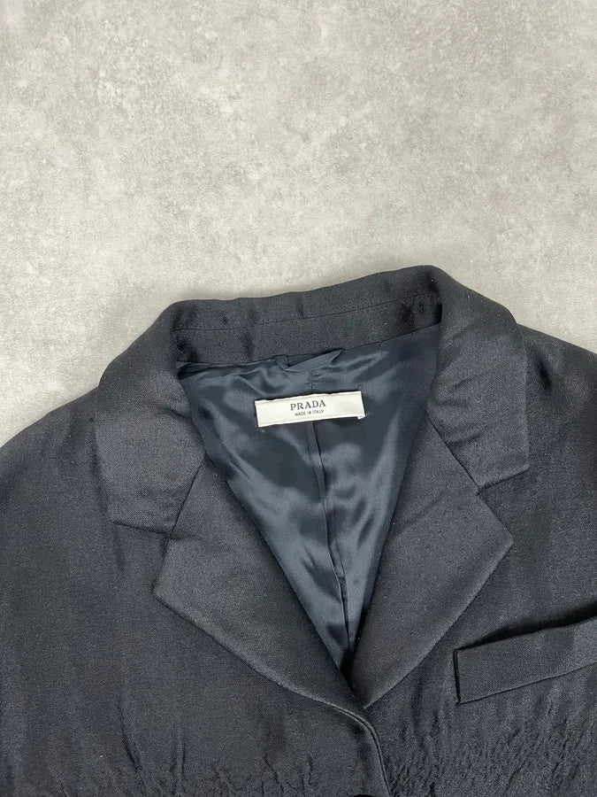 FW2007 Prada Black Plissed Blazer Jacket hmvLNzi 5