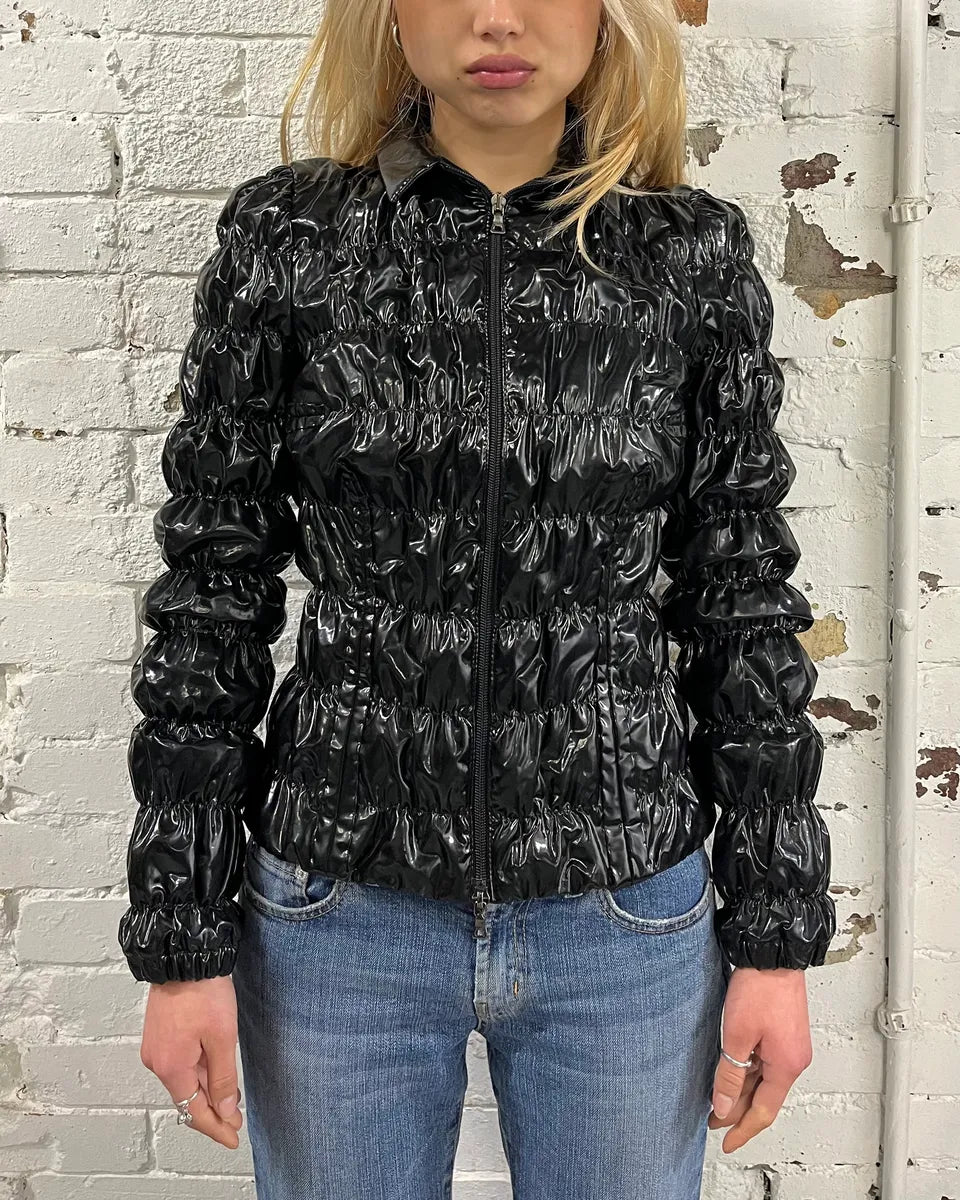 SS2007 Prada Black Reflectible Puffer Jacket KmgAtwq 0