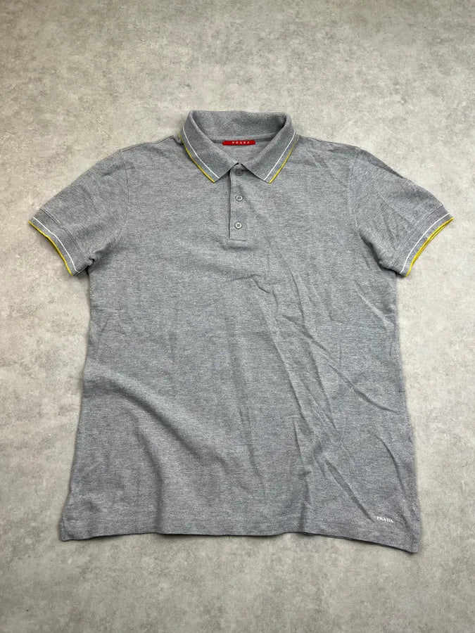 SS2007 Prada Contrast Lines Grey Polo YJCsxdF 0