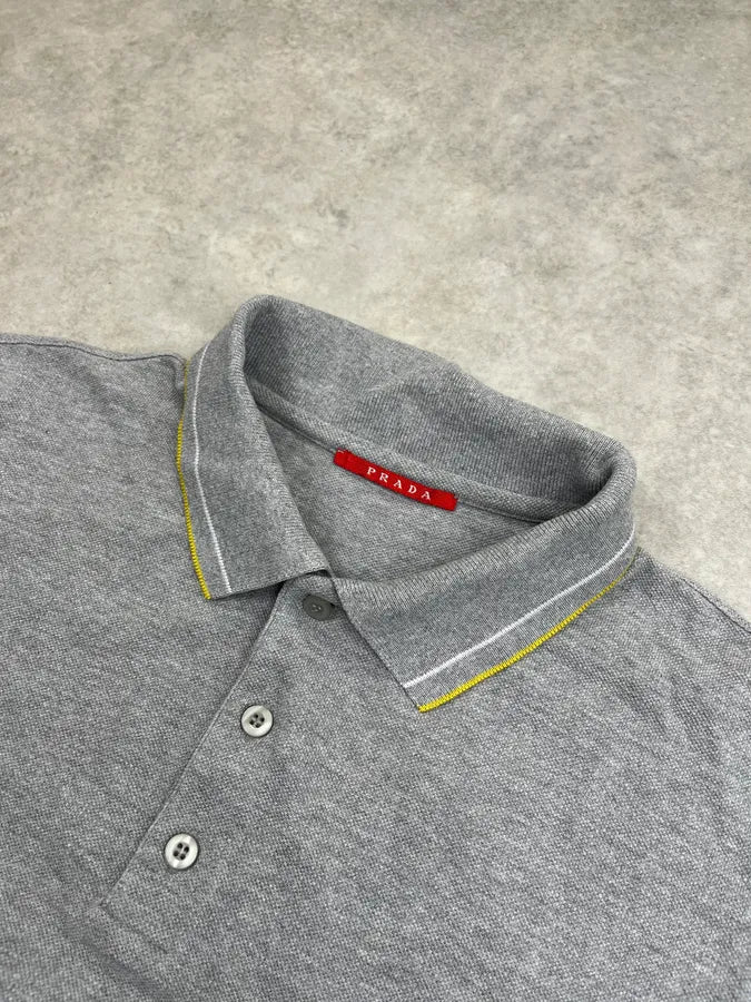 SS2007 Prada Contrast Lines Grey Polo YJCsxdF 3