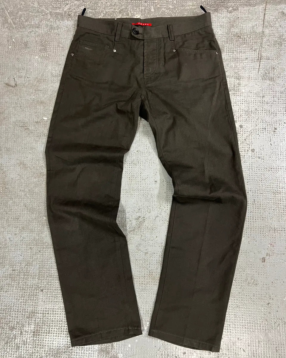 SS2007 Prada Cozy Straight Brown Pants (M) 0