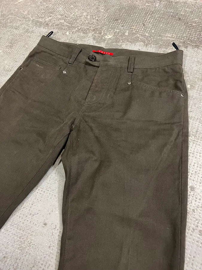SS2007 Prada Cozy Straight Brown Pants (M) 1