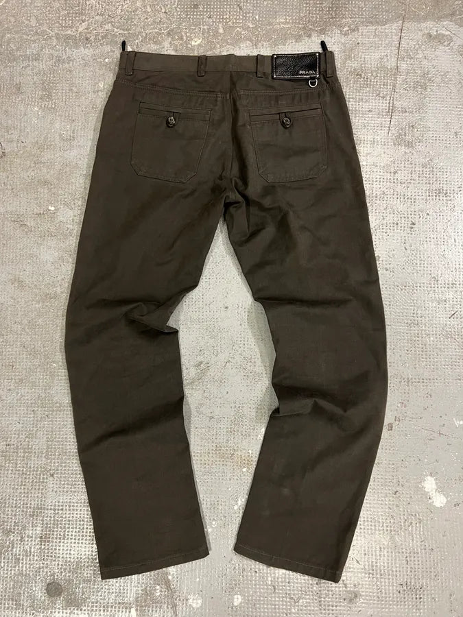 SS2007 Prada Cozy Straight Brown Pants (M) 2