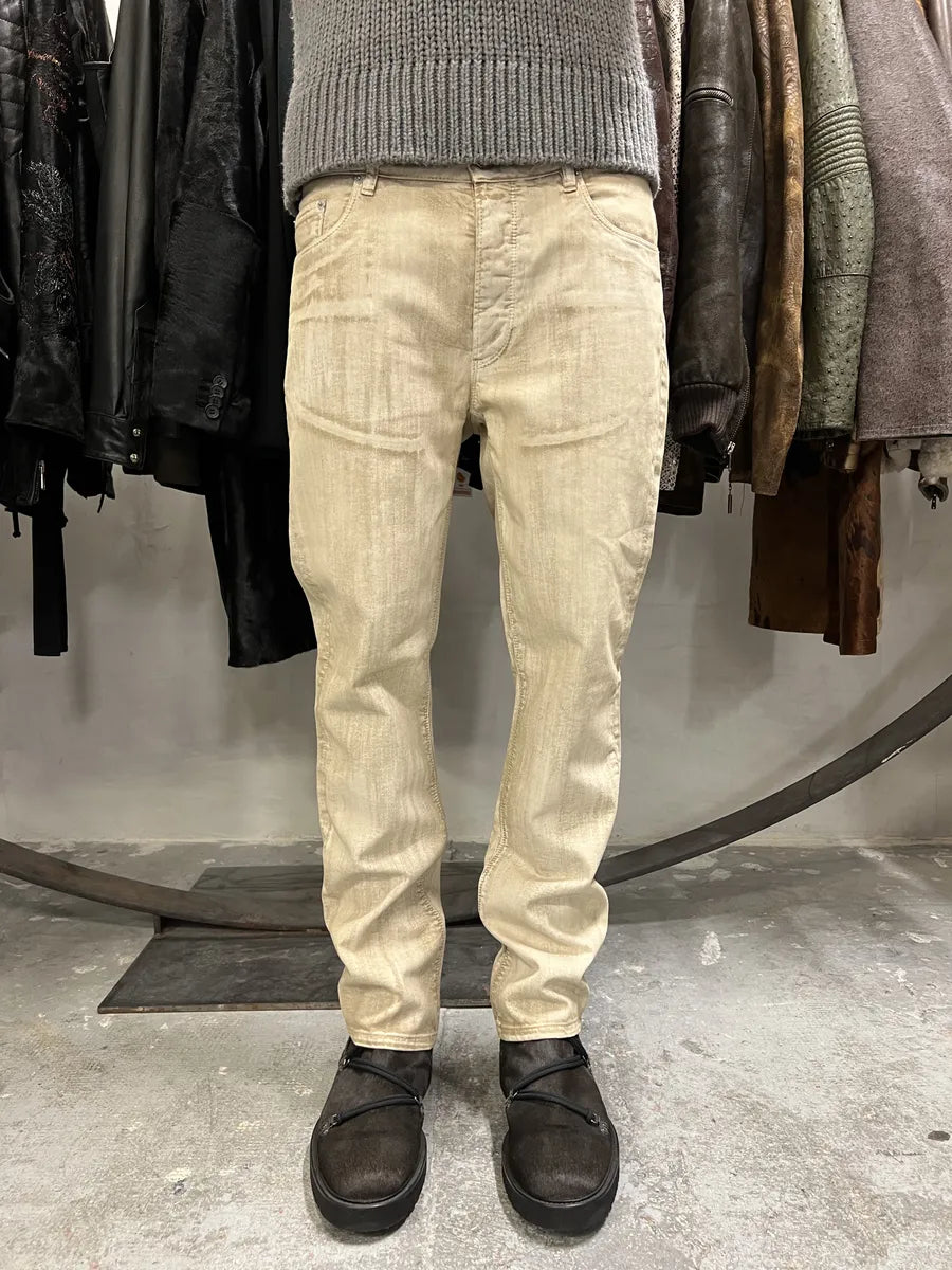 SS2007 Prada Creamy Painted Effect Denim Pants (S/M) 1