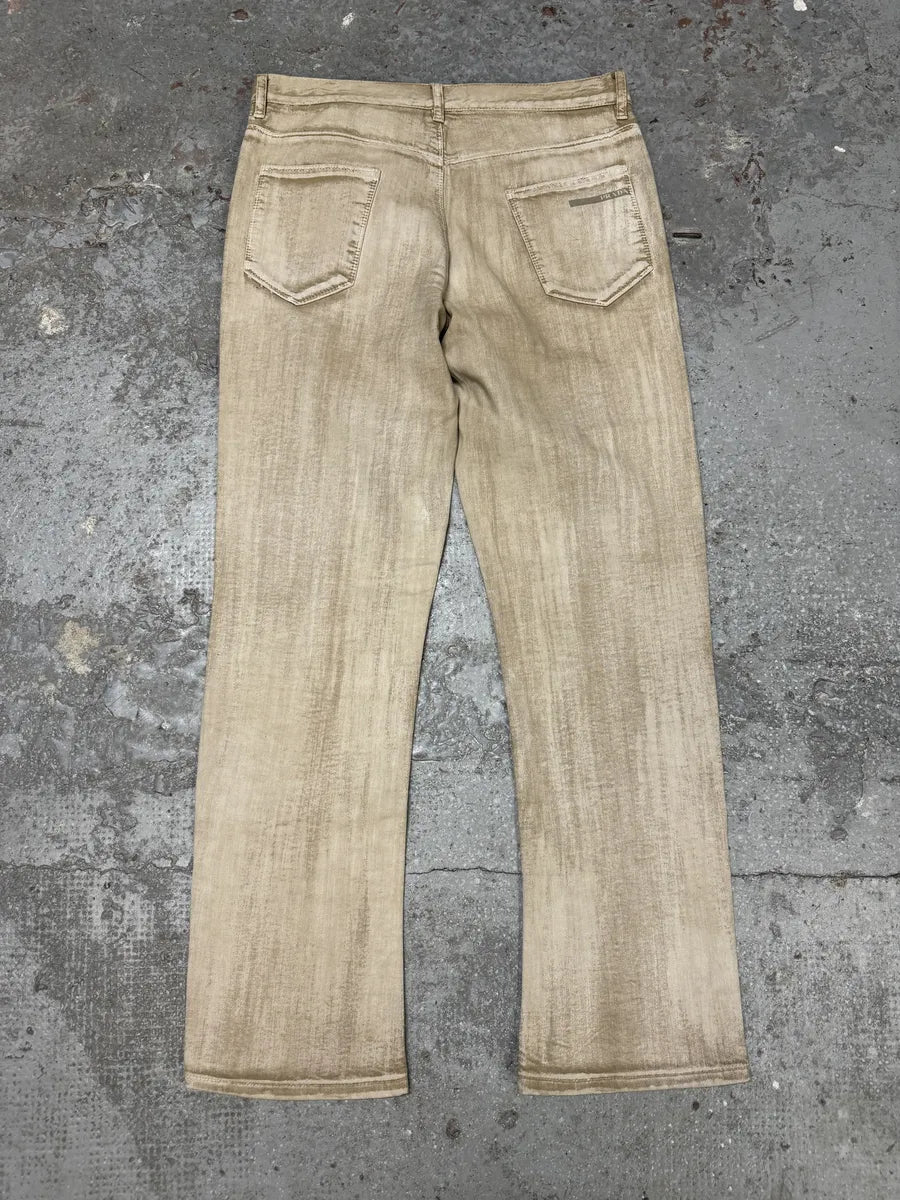 SS2007 Prada Creamy Painted Effect Denim Pants (S/M) 3