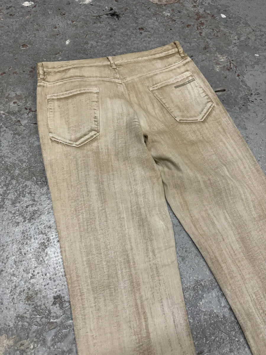 SS2007 Prada Creamy Painted Effect Denim Pants (S/M) 4