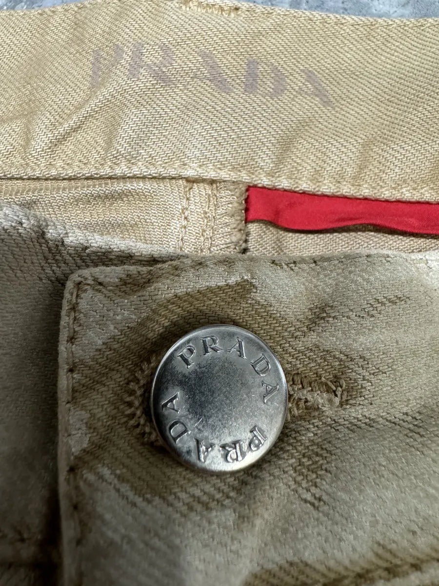 SS2007 Prada Creamy Painted Effect Denim Pants (S/M) 7