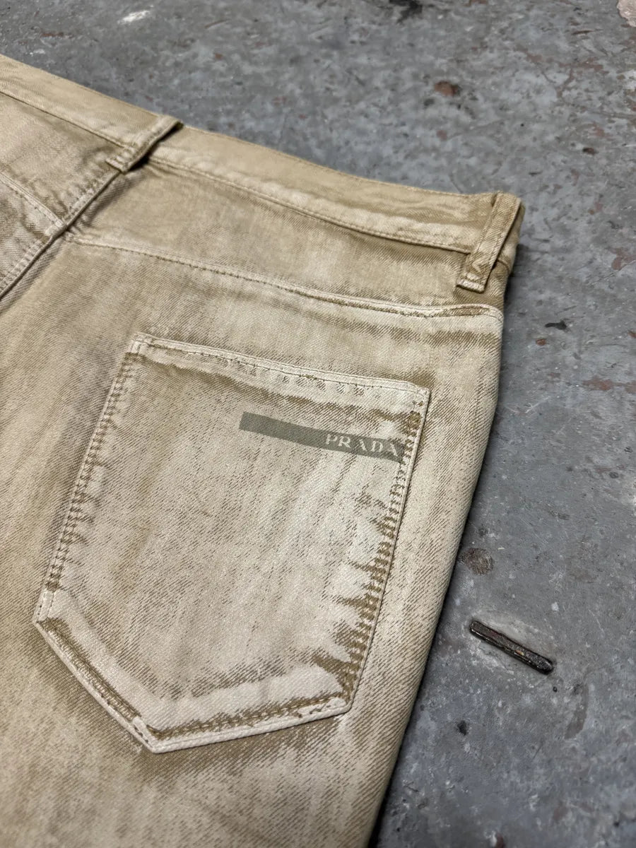 SS2007 Prada Creamy Painted Effect Denim Pants (S/M) 8