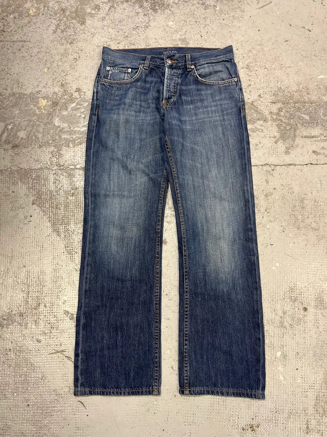 SS2007 Prada Faded Blue Denim Jeans kbSVHkx 4