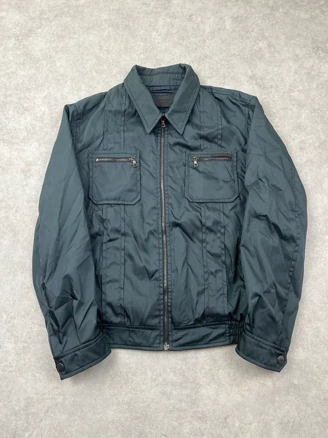 SS2007 Prada Fir Green Nylon Cargo Light Jacket JBwpLEO 0