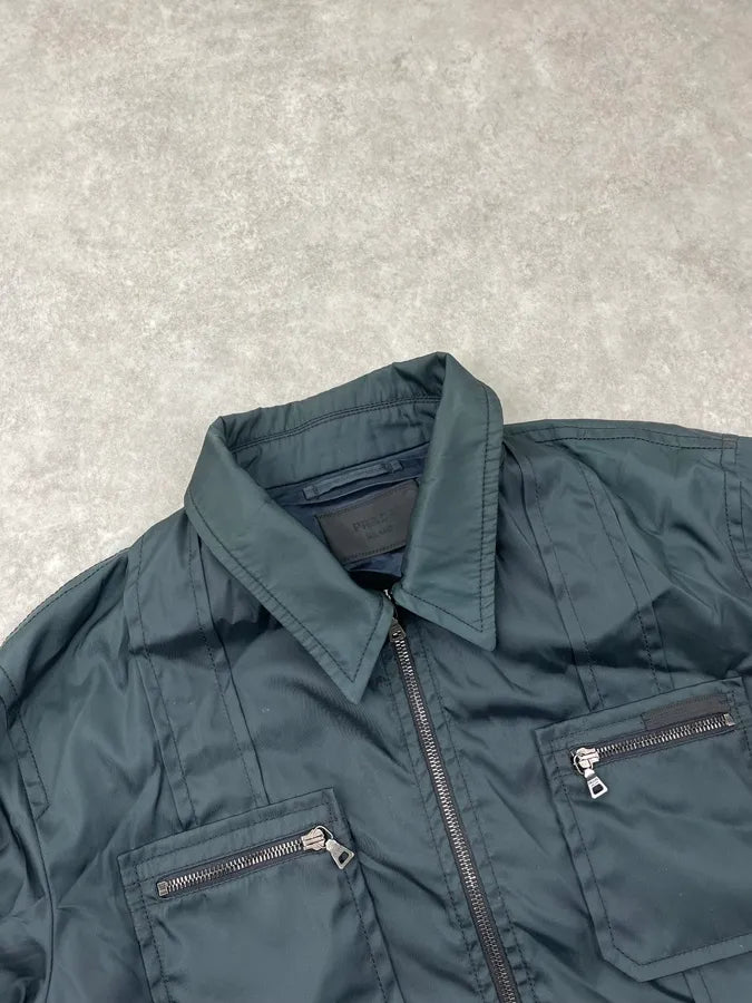 SS2007 Prada Fir Green Nylon Cargo Light Jacket JBwpLEO 4