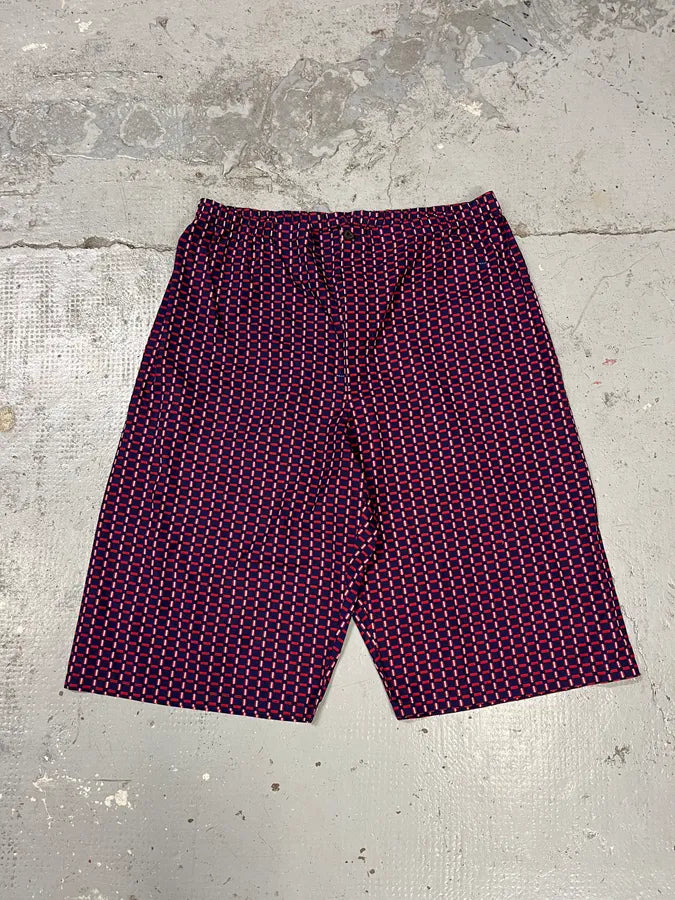 SS2007 Prada Red & Navy Checkered Shorts guizsFU 1