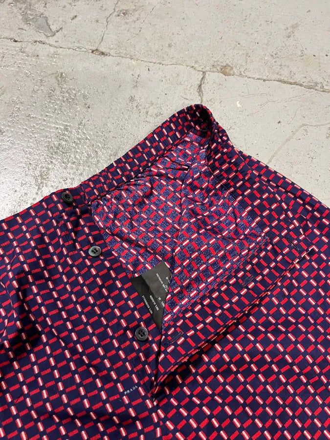 SS2007 Prada Red & Navy Checkered Shorts guizsFU 7
